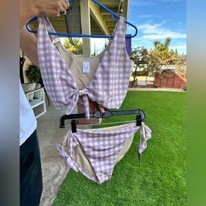 Purple Checkered Bikini Set